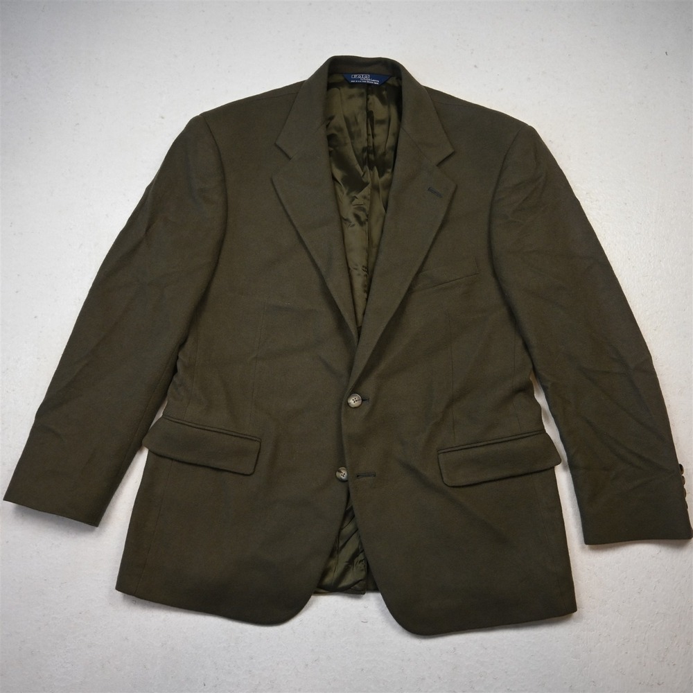 Vtg USA Polo Ralph Lauren 42R Green 100% Camelhair Mens Blazer Jacket Sport Coat